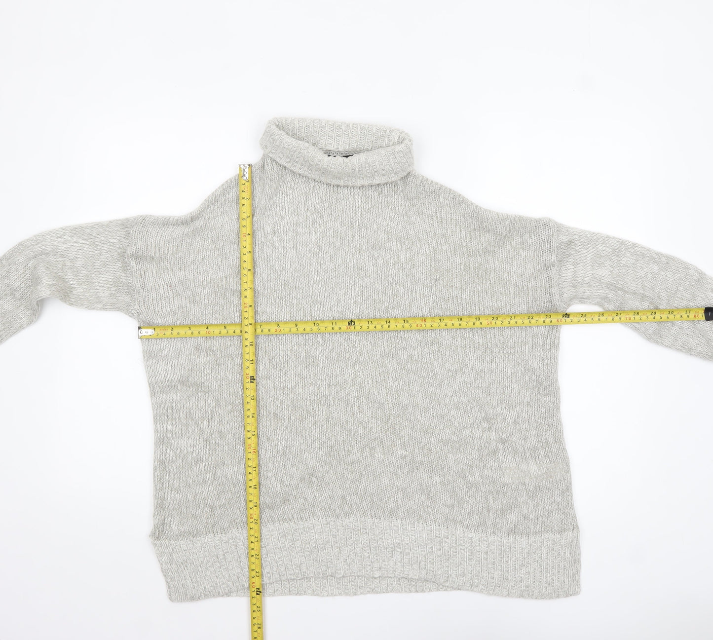 New Look Women's Grey Roll Neck Long Sleeve Knit Jumper Size M