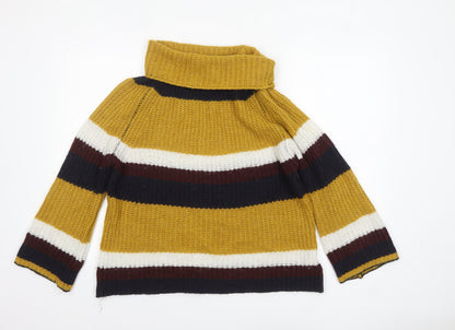 Additional front view of Isabella D. Women’s Multicoloured Chunky Roll Neck Striped Jumper M