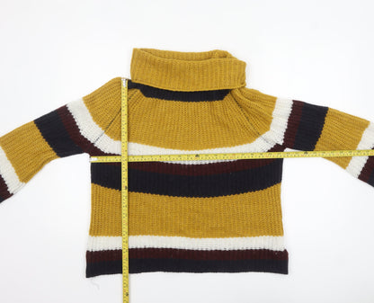 Back view of Isabella D. Women’s Multicoloured Chunky Roll Neck Striped Jumper M