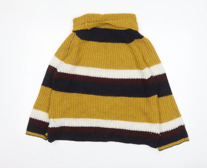 Close-up detail of Isabella D. Women’s Multicoloured Chunky Roll Neck Striped Jumper M