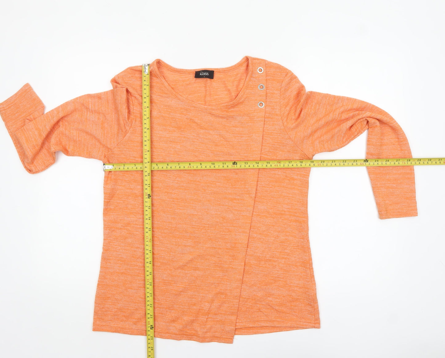 Klass Women’s Orange Long Sleeve Jersey Button Detail Top L