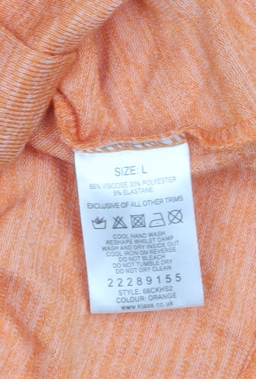 Klass Women’s Orange Long Sleeve Jersey Button Detail Top L