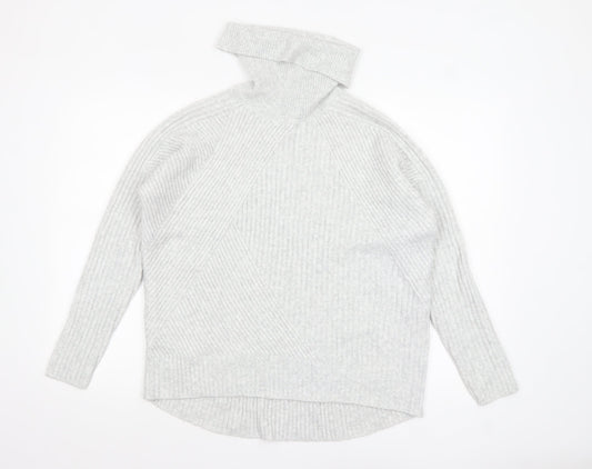 Mint Velvet Women's Grey Roll Neck Rib Knit Jumper Size S