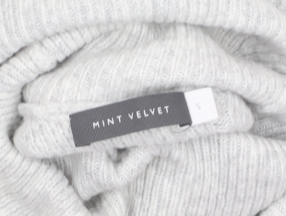 Mint Velvet Women's Grey Roll Neck Rib Knit Jumper Size S