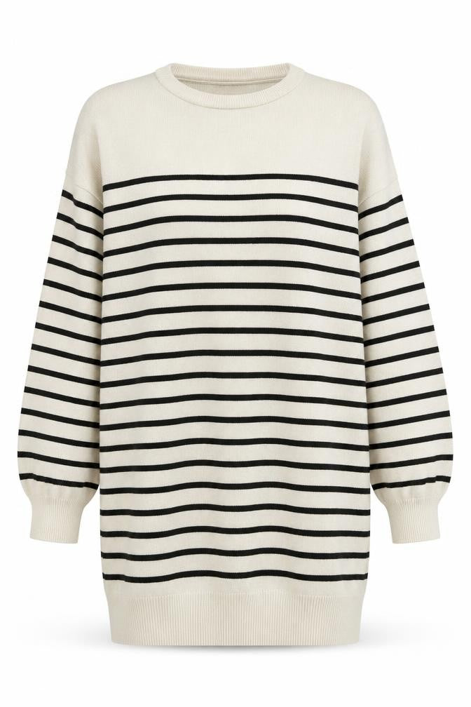 Apricot Women Beige Striped Crew Neck Pullover Jumper UK 10