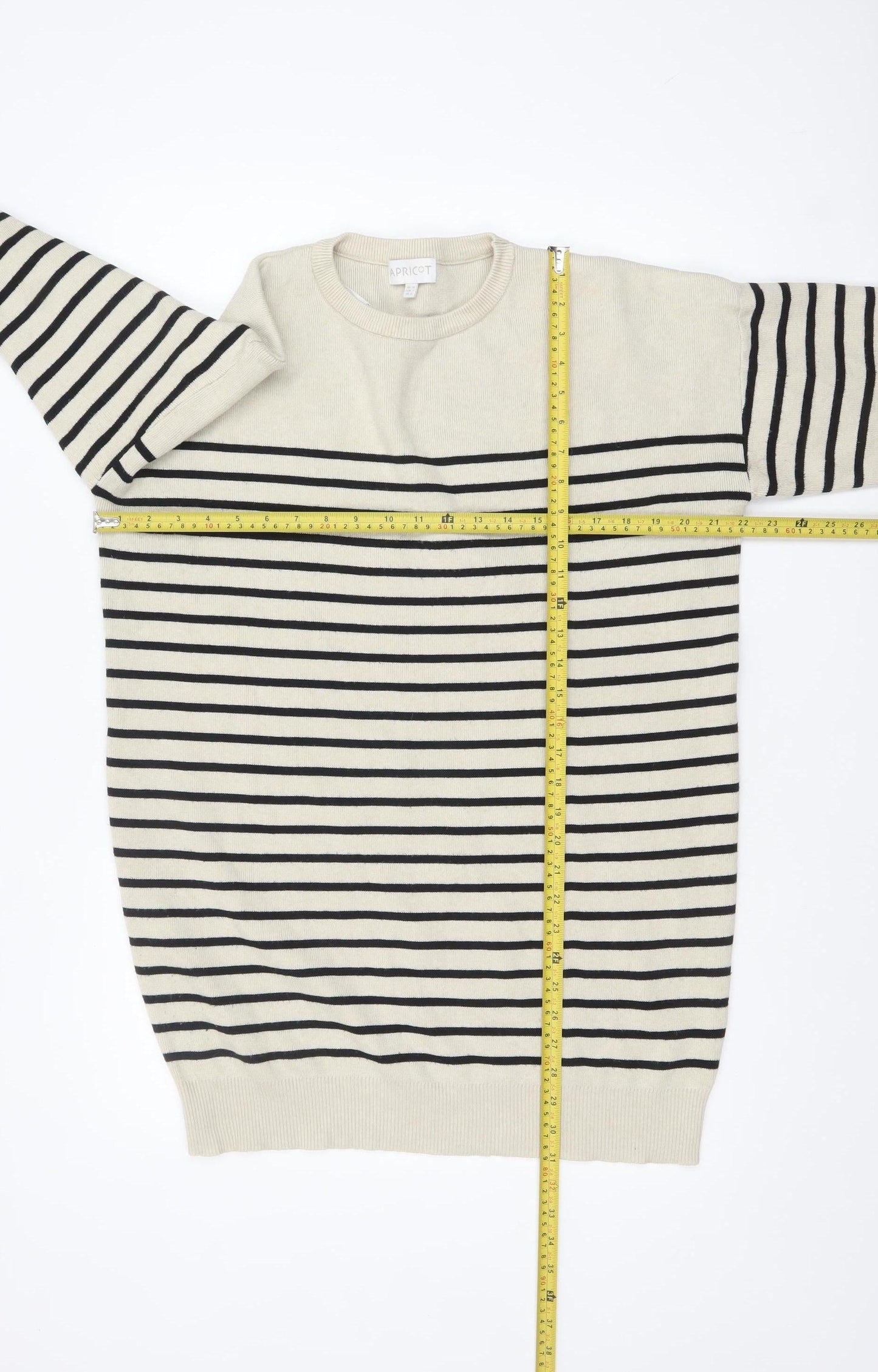 Apricot Women Beige Striped Crew Neck Pullover Jumper UK 10