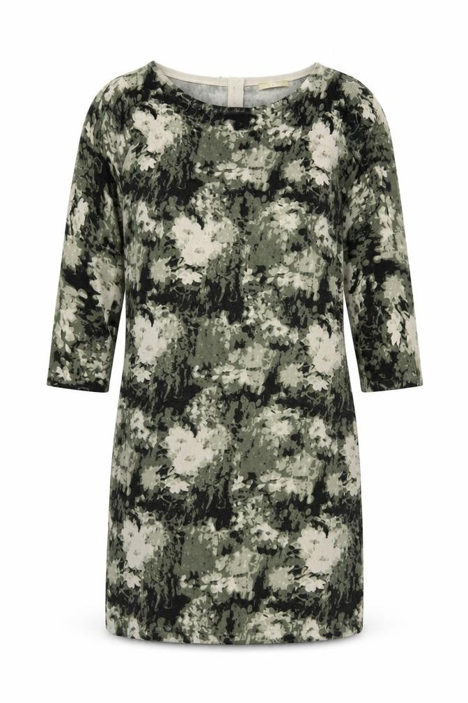 Tu Women’s Green Floral Shift Dress Size 12 Knitwear 3/4 Sleeve
