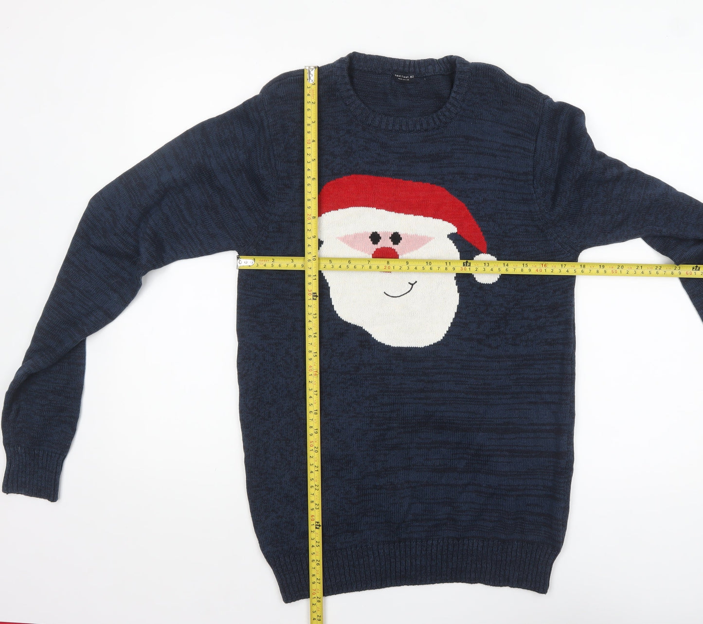 Next Boys Navy Christmas Santa Crew Neck Jumper 15 Years 100% Cotton