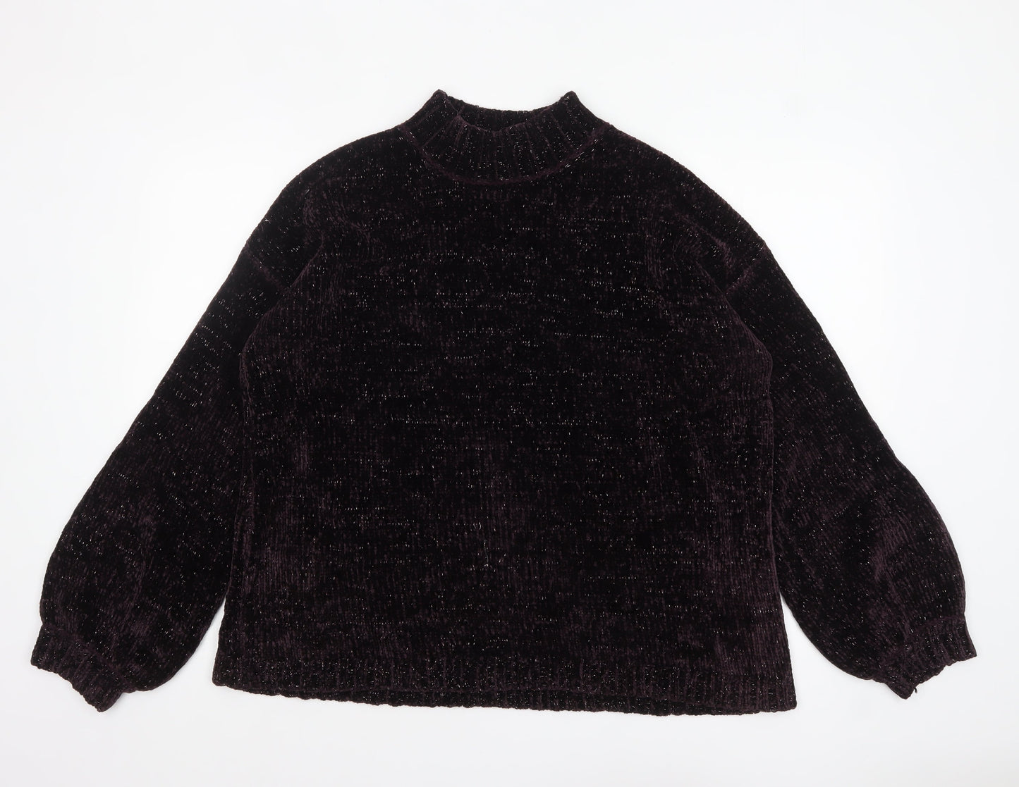Next Women Purple Mock Neck Velour Jumper Size Large