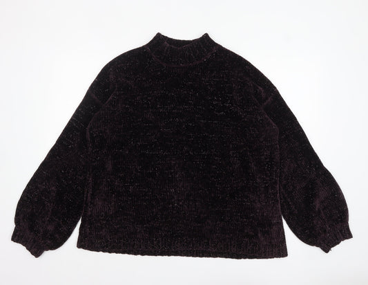 Next Women Purple Mock Neck Velour Jumper Size Large