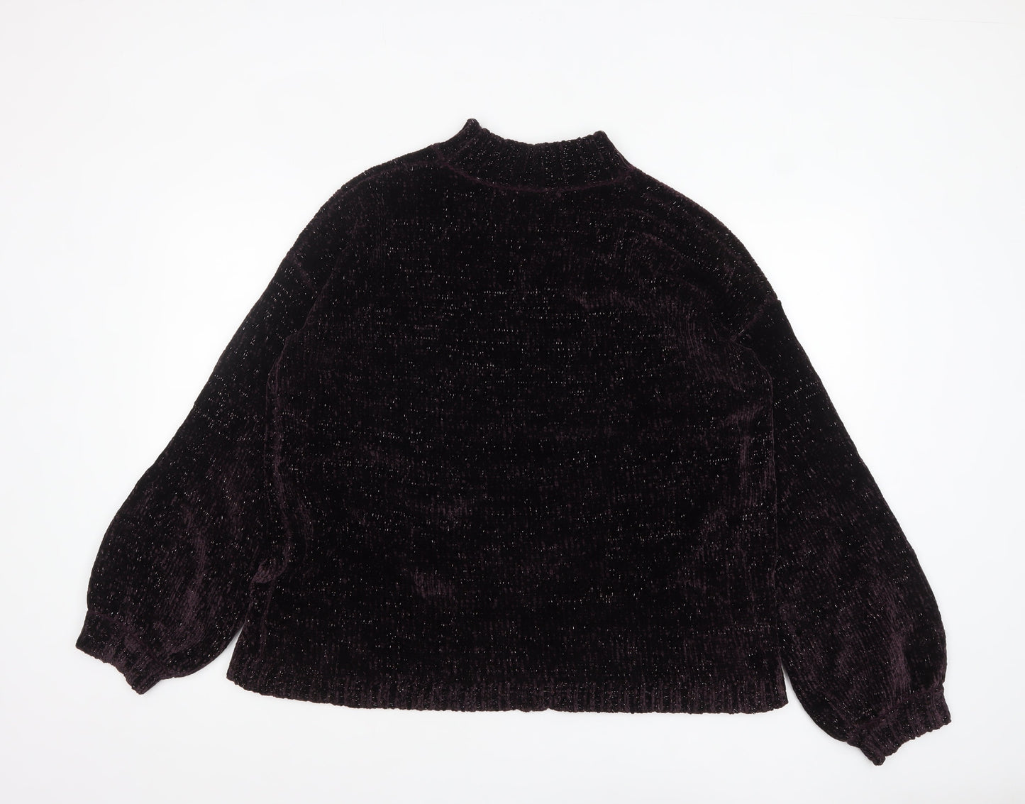 Next Women Purple Mock Neck Velour Jumper Size Large