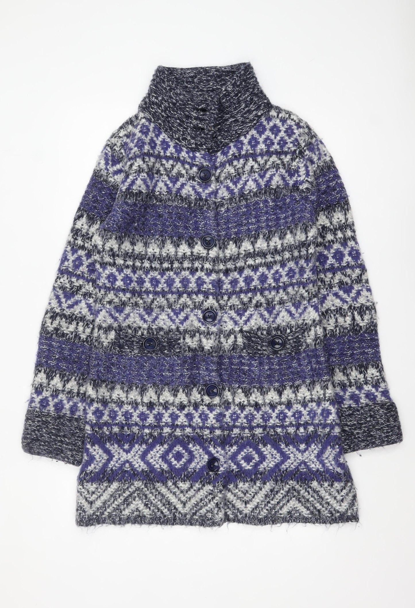 Marks and Spencer Per Una Women’s Blue Fair Isle Knit Cardigan M