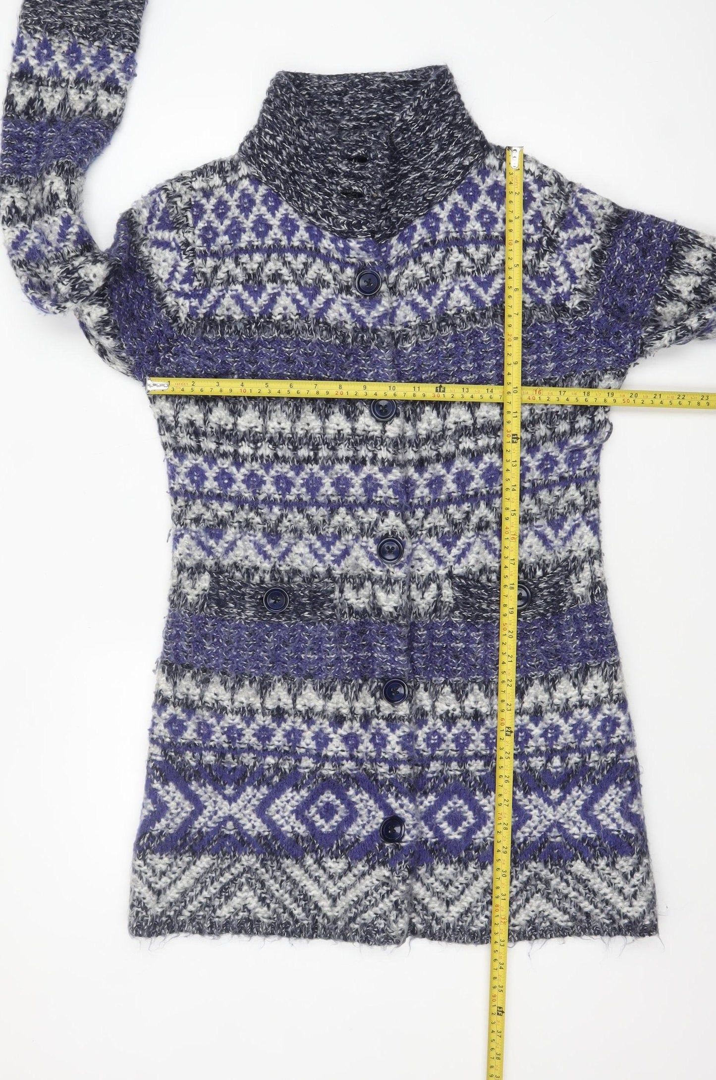 Marks and Spencer Per Una Women’s Blue Fair Isle Knit Cardigan M