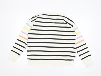 Next Womens Multicoloured Striped Acrylic Pullover Jumper M