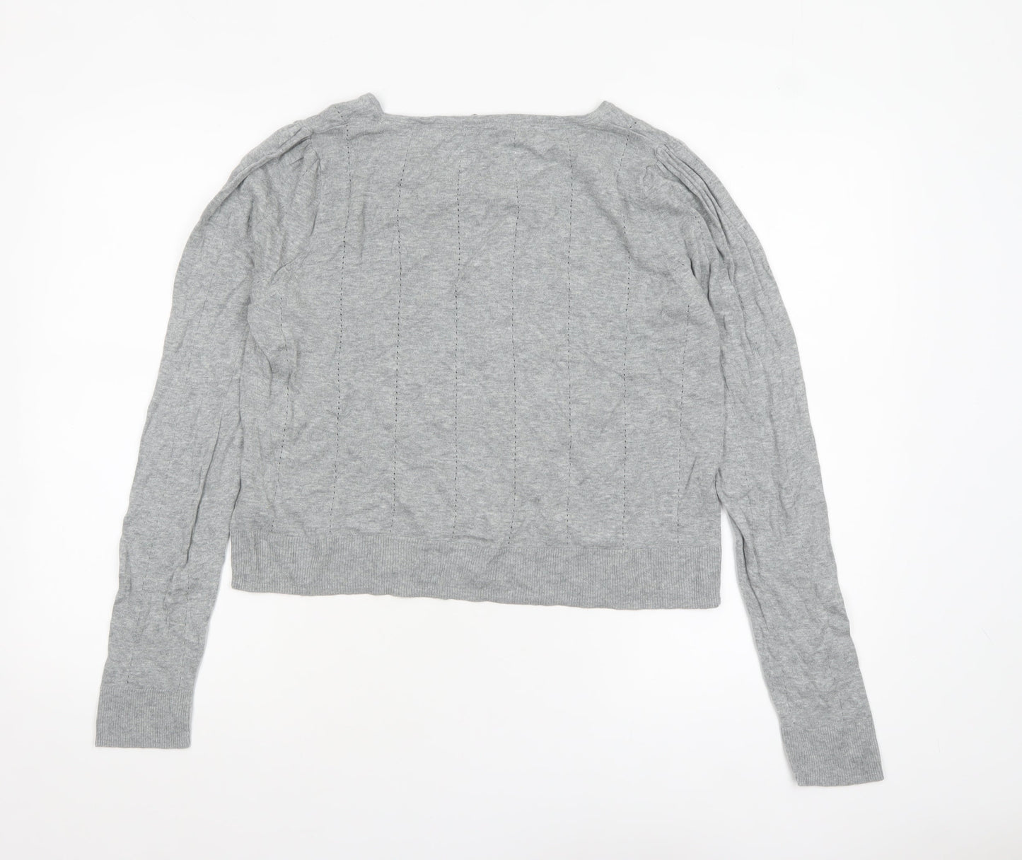 Next Women’s Grey Cotton Cardigan Size 18 Long Sleeve Ruffle Trim