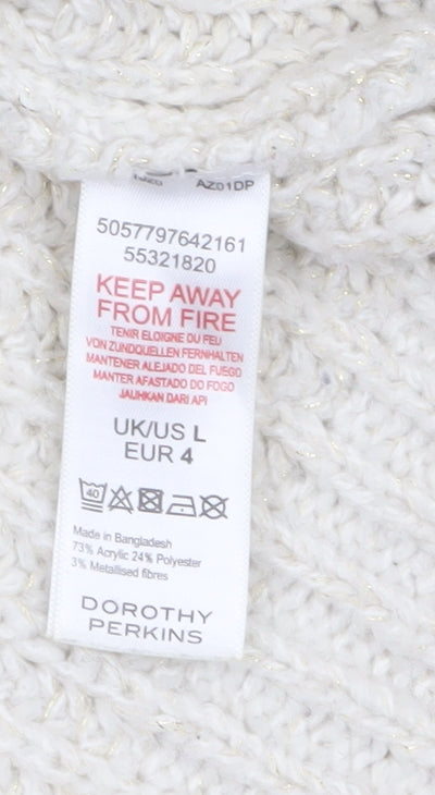 Dorothy Perkins Women’s Ivory Cable Knit Pullover Jumper Size L