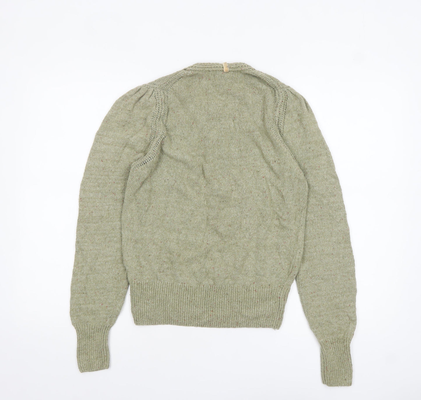 Marks and Spencer Per Una Women's Green Henley Jumper Size 10 Knit Long Sleeve