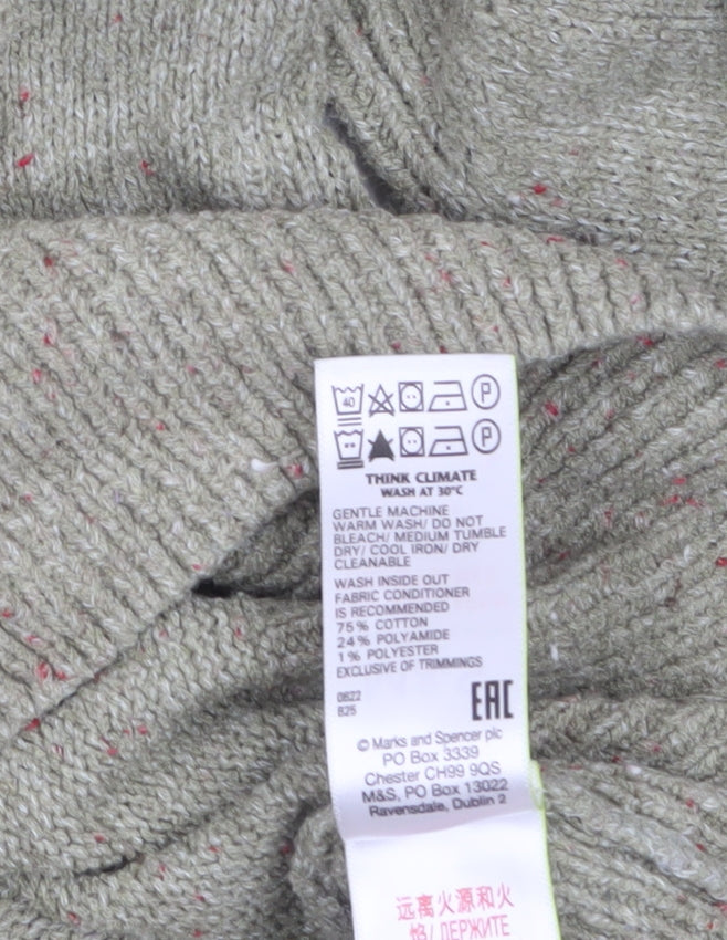 Marks and Spencer Per Una Women's Green Henley Jumper Size 10 Knit Long Sleeve
