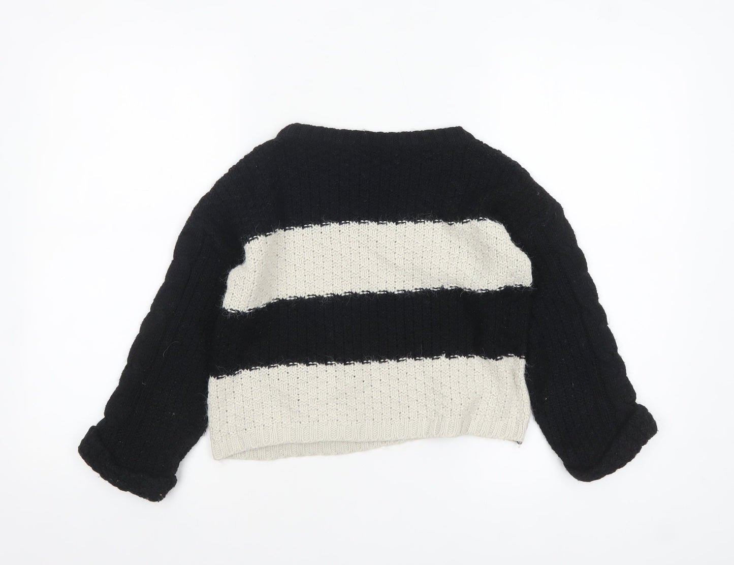 River Island Womens Black Striped Knit Crew Neck Jumper Size 6
