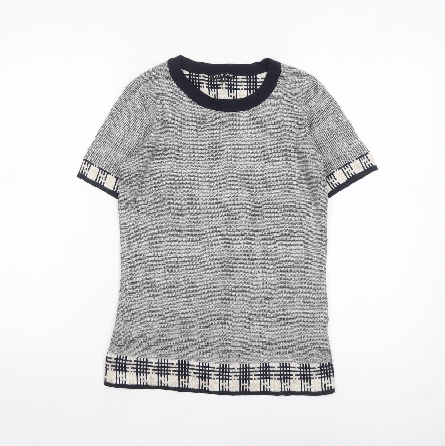 Leo & Ugo Women's Blue Short Sleeve Knit Jumper Size S