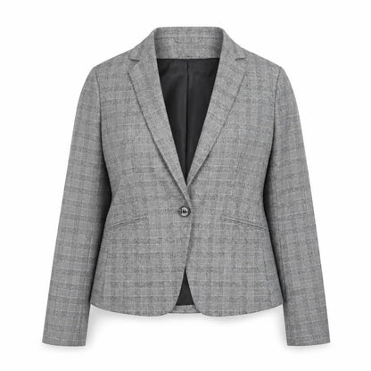 H&M Women Grey Checked Single-Breasted Blazer UK 8 Classic Fit