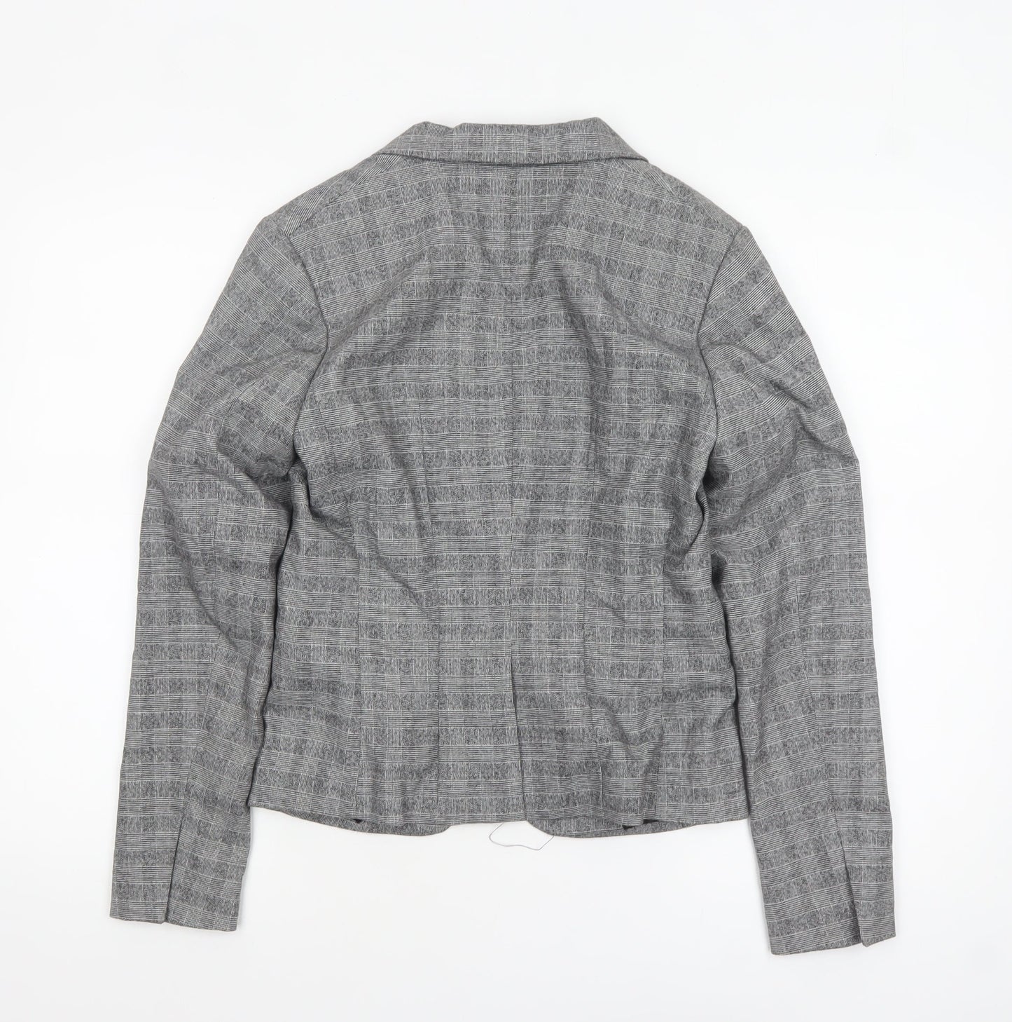 H&M Women Grey Checked Single-Breasted Blazer UK 8 Classic Fit