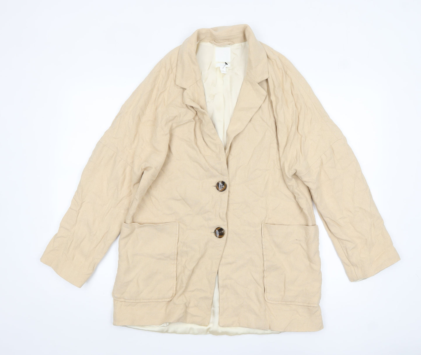 H&M Women’s Beige Linen Blend Relaxed Fit Blazer Size S