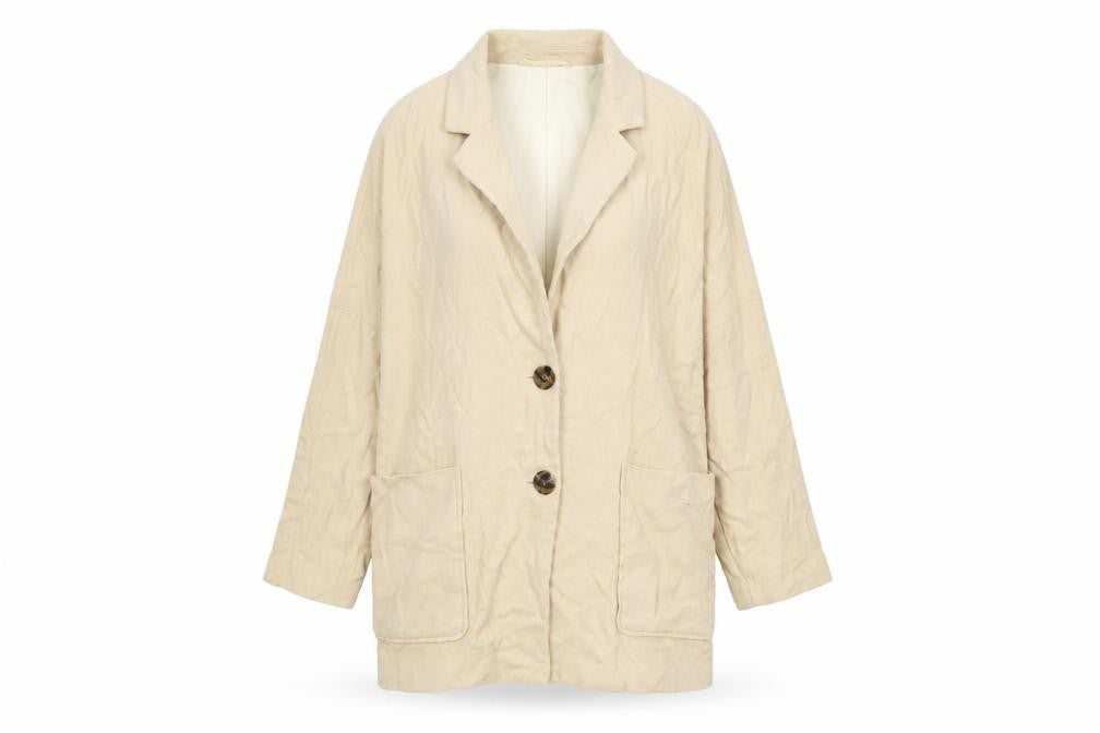 H&M Women’s Beige Linen Blend Relaxed Fit Blazer Size S