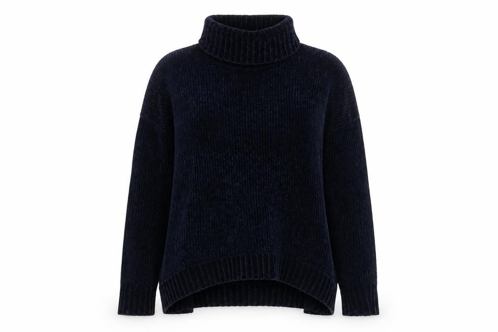 River Island Women’s Blue Roll Neck Chunky Knit Pullover Jumper L