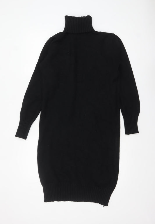 Blue Vanilla Women’s Black Knit Roll Neck Jumper Dress M/L