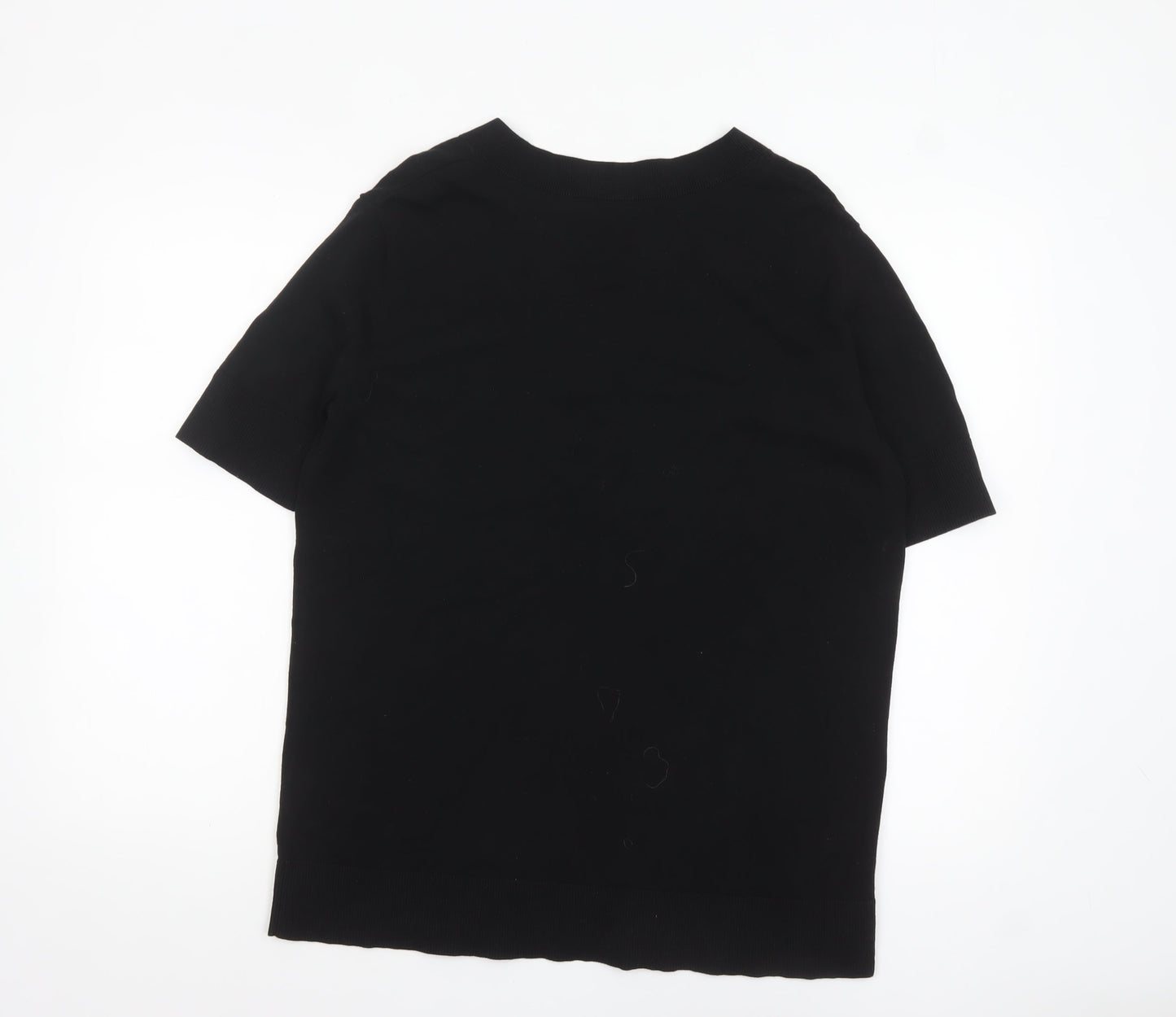 COS Women's Black Cotton V-Neck Short Sleeve Top Size 8