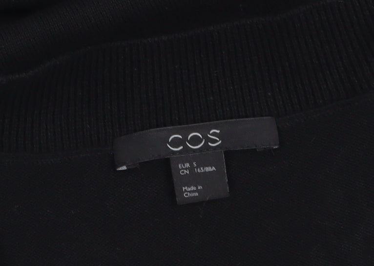 COS Women's Black Cotton V-Neck Short Sleeve Top Size 8