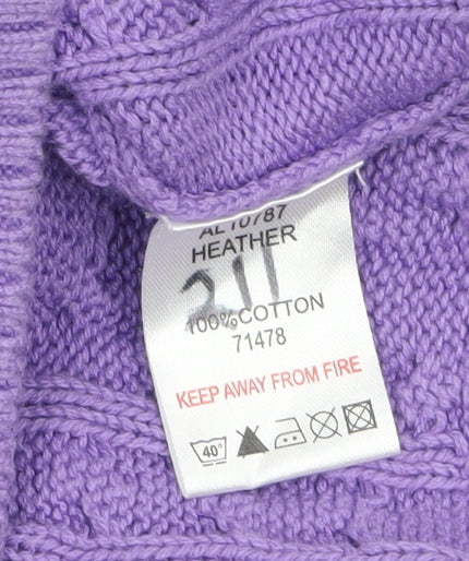 Cotton Traders Women Purple Cable-Knit Full Zip Jumper Size S