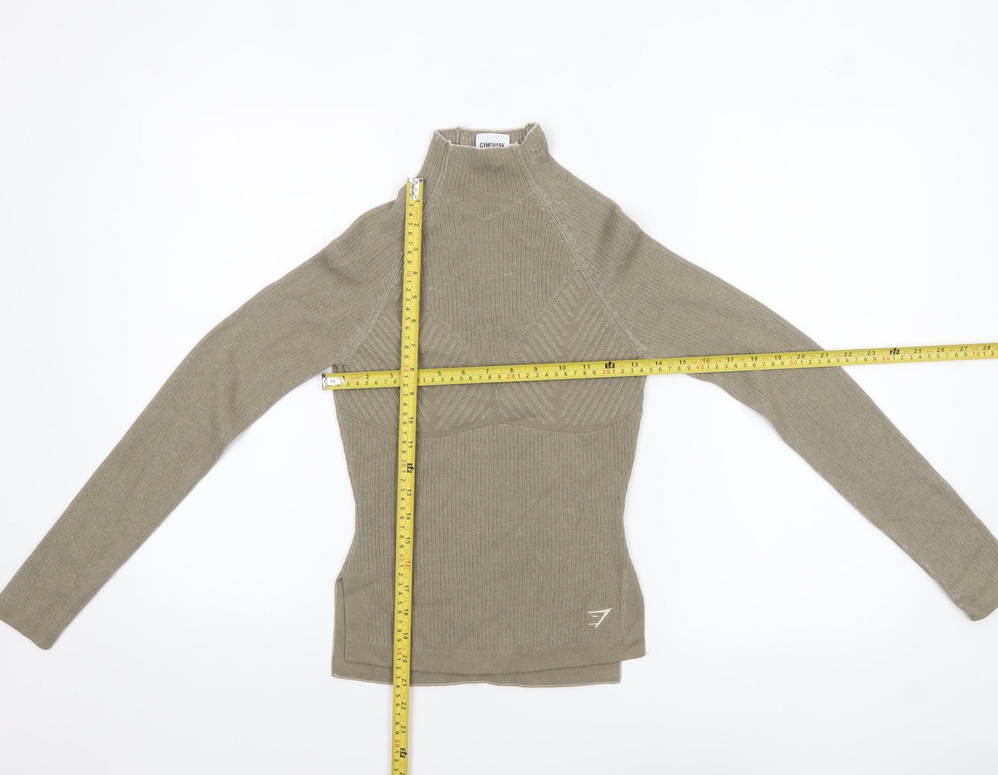 Gymshark Womens Beige High Neck Slim Fit Knit Pullover Jumper XS