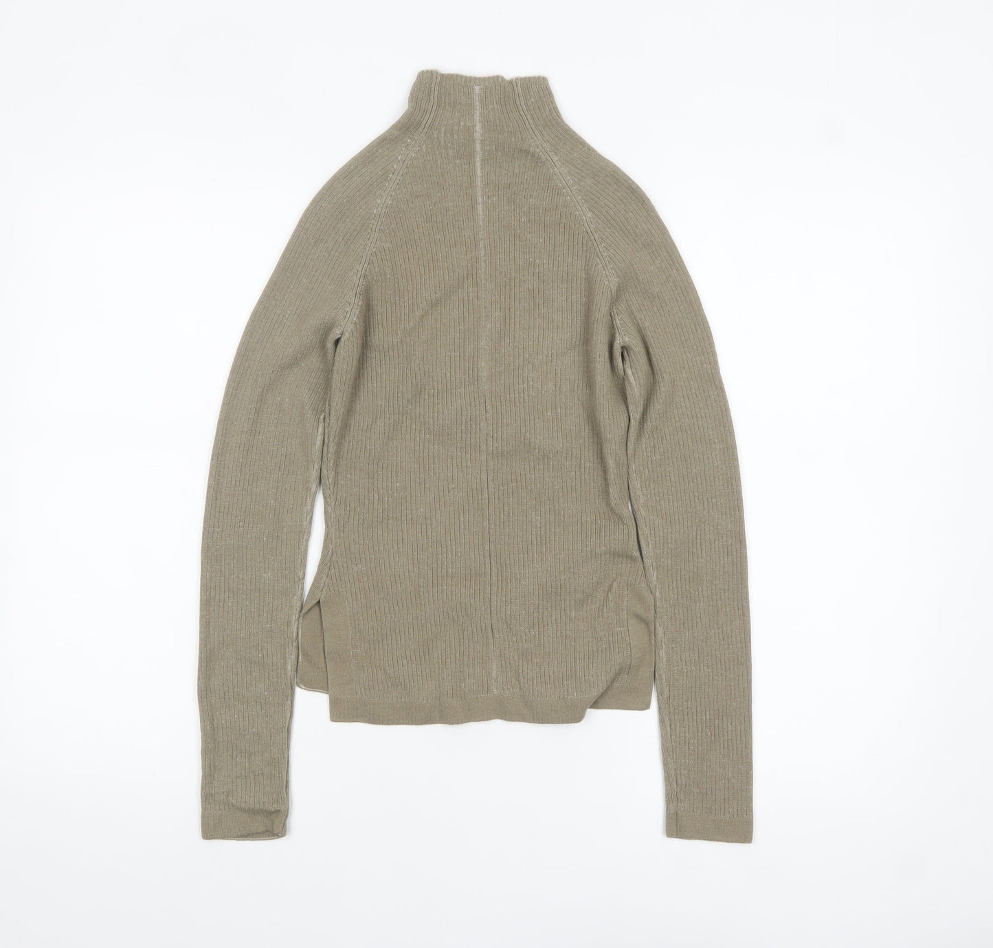 Gymshark Womens Beige High Neck Slim Fit Knit Pullover Jumper XS