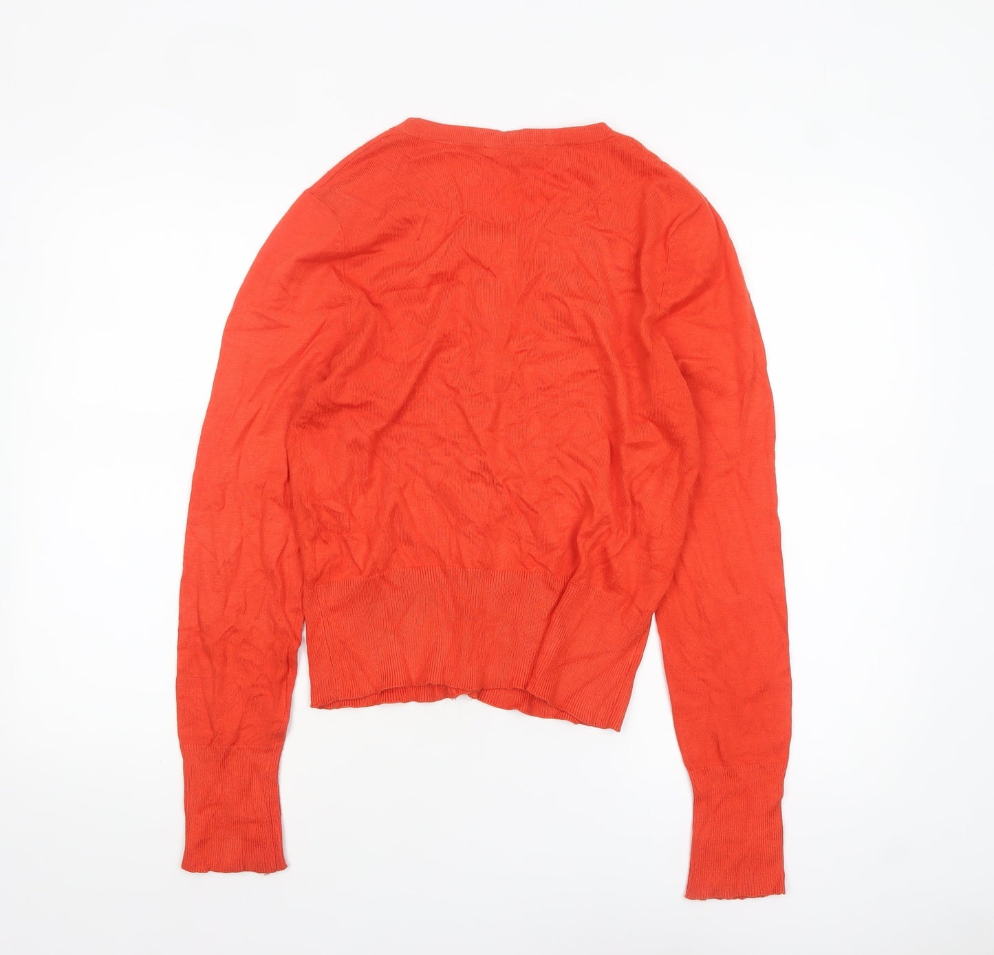 Lakeland Women's Orange Cardigan Size 14 Viscose Knit Long Sleeve