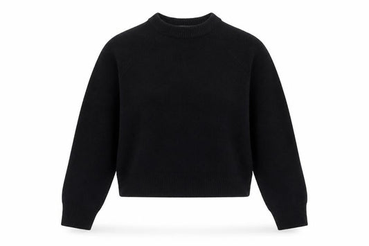 Front view of French Connection Women Black M Crew Neck Knit Long Sleeve Jumper