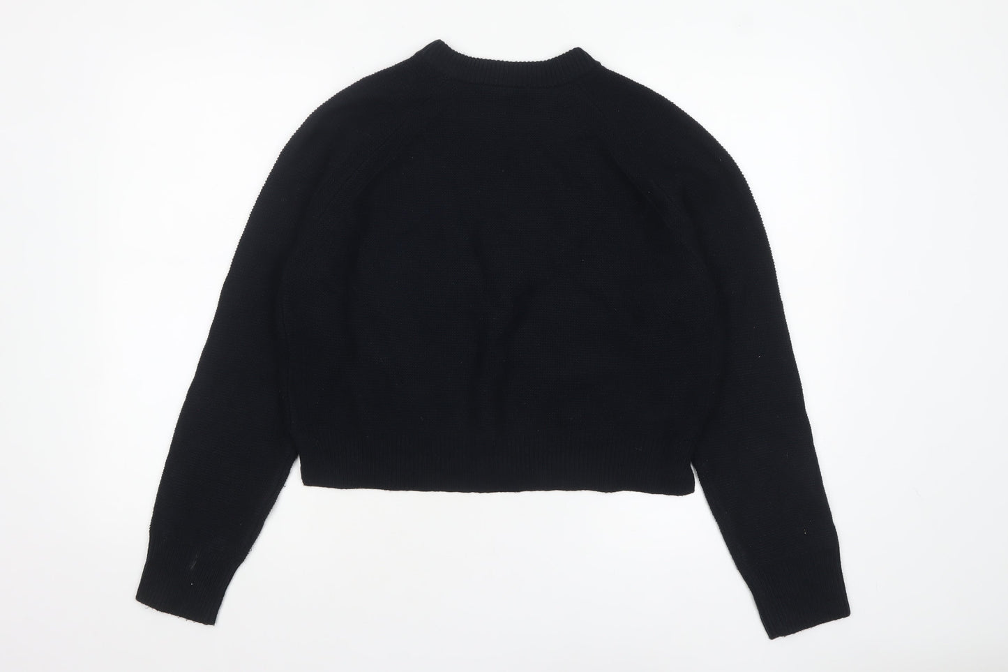 French Connection Women Black M Crew Neck Knit Long Sleeve Jumper