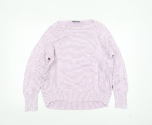 Mint Velvet Women's Pink Cotton Cable Knit Jumper Size M