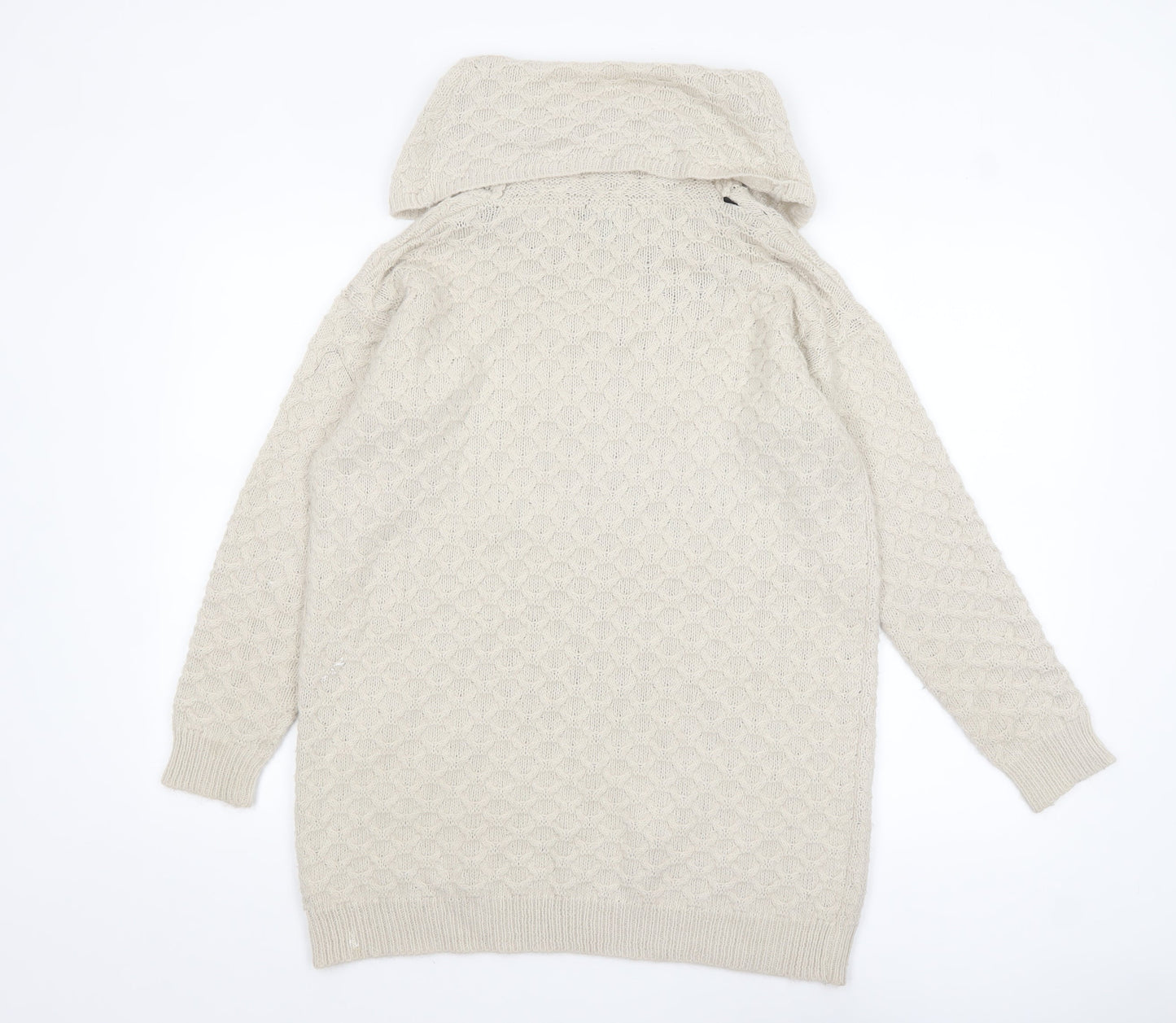 H&M Womens Beige Cowl Neck Long Sleeve Knit Jumper XS
