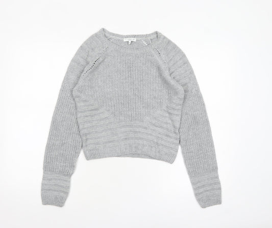 Next Women Grey Size 10 Crew Neck Chunky Knit Jumper