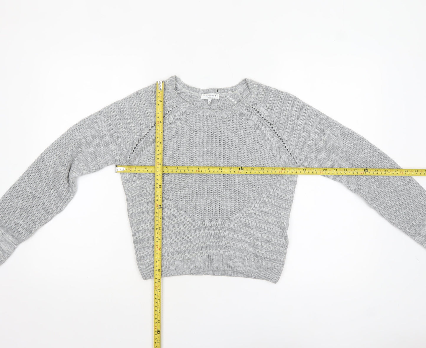 Next Women Grey Size 10 Crew Neck Chunky Knit Jumper