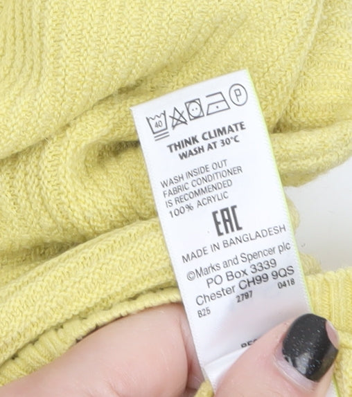 Marks and Spencer Women Yellow Acrylic Crew Neck Jumper Size 10
