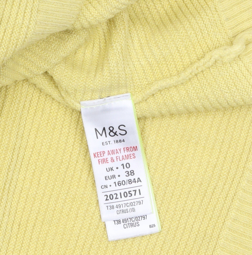 Marks and Spencer Women Yellow Acrylic Crew Neck Jumper Size 10