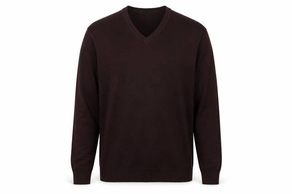 James Pringle Mens Brown V-Neck Acrylic Jumper Medium