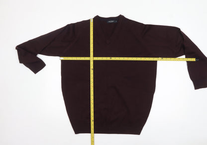 James Pringle Mens Brown V-Neck Acrylic Jumper Medium