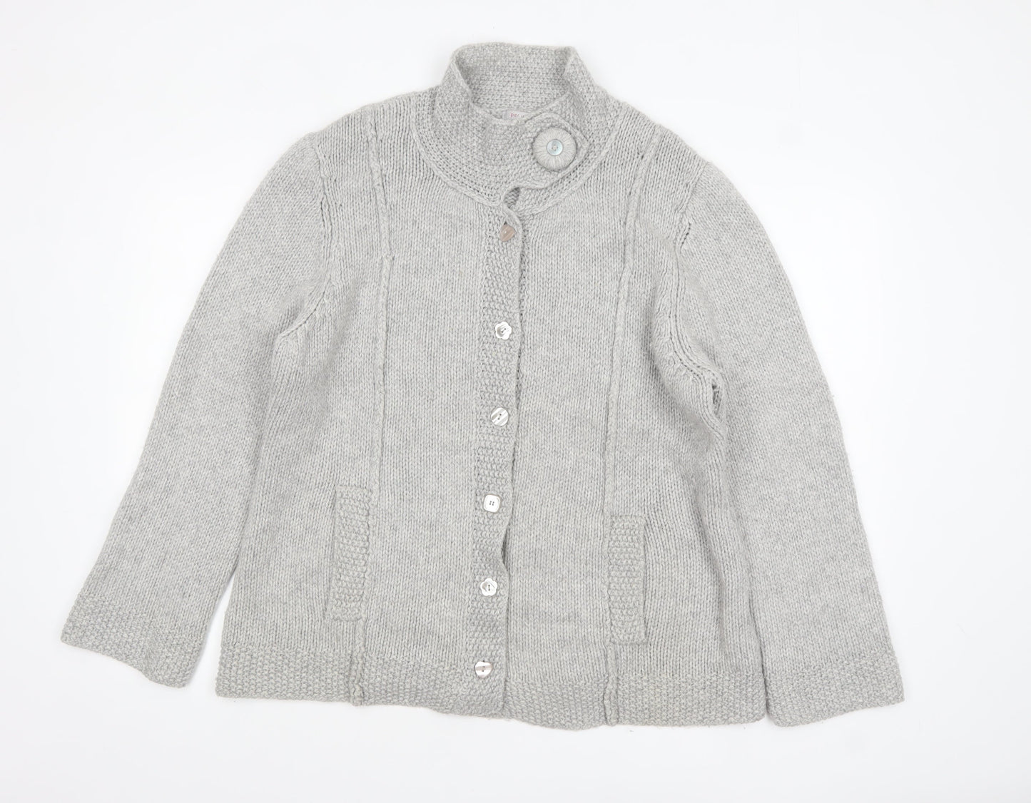 Marks and Spencer Per Una Womens Grey XL Chunky Knit Button Cardigan