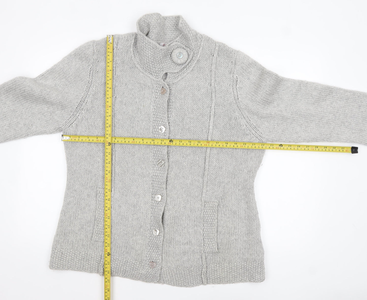 Marks and Spencer Per Una Womens Grey XL Chunky Knit Button Cardigan