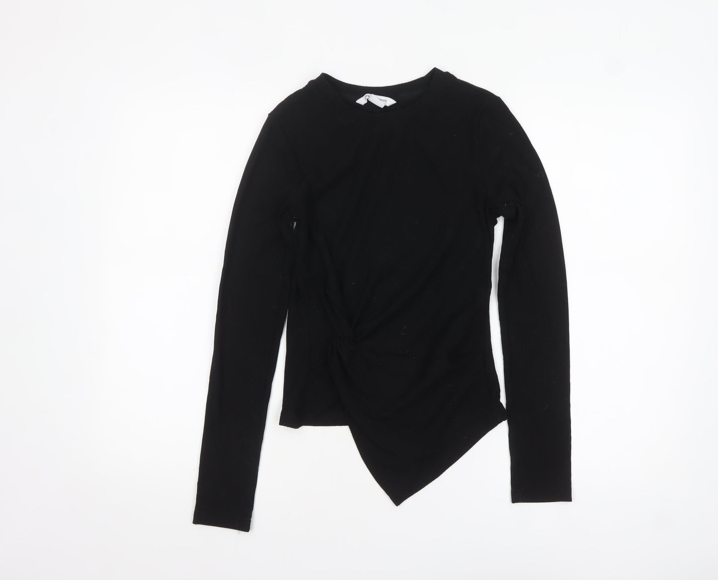Urban Revivo Women's Black Long Sleeve Cropped Jersey Top Size 10