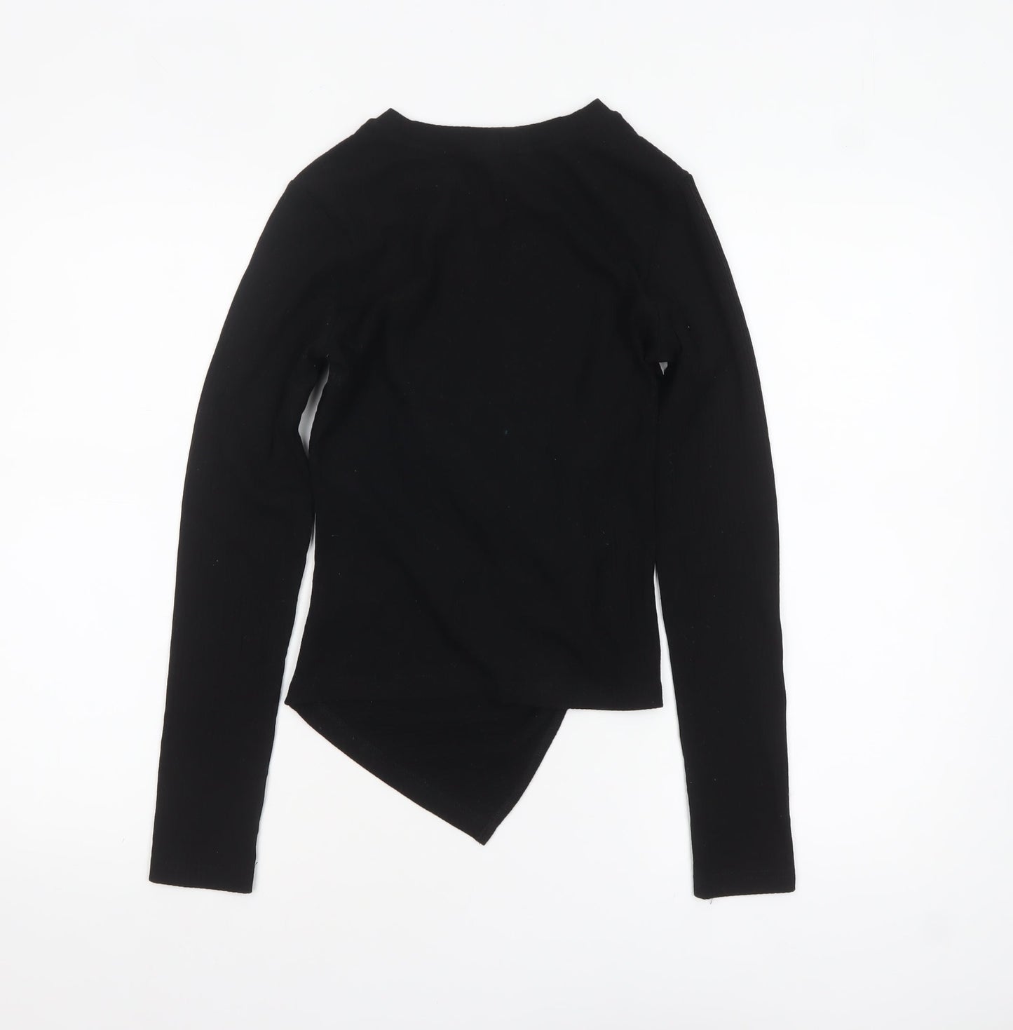 Urban Revivo Women's Black Long Sleeve Cropped Jersey Top Size 10